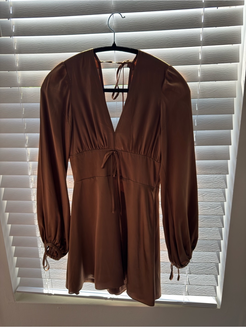 Two Bodies Brown Silk Mini Dress
